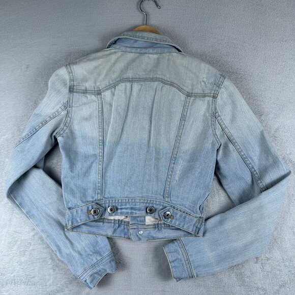 Divided by H&M Cropped Denim Jean Jacket Womens Size 4 Button Front Blue - Picture 2 of 12